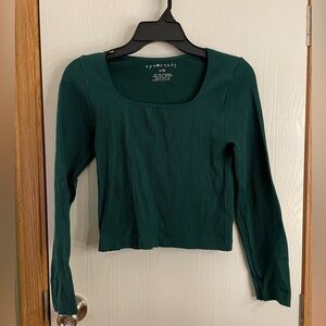 Green Long sleeve Crop Top